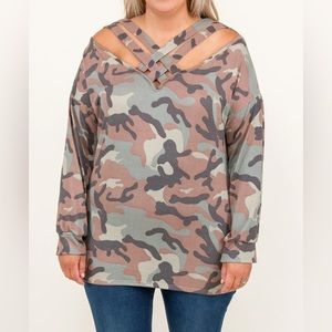 Come Flirt With Me Top, Olive Camo 3x